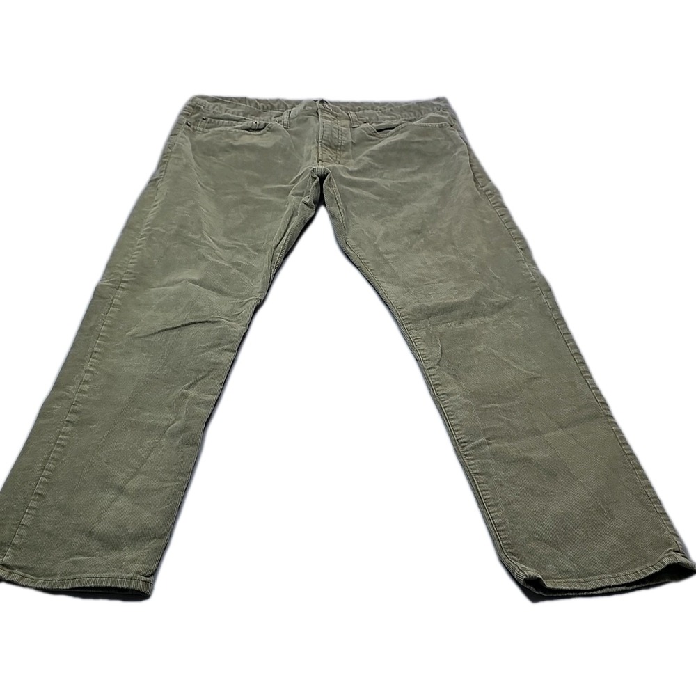 Gap 34x30 Denim Green Corduroy Men's Casual Pants Flat Front Straight Leg